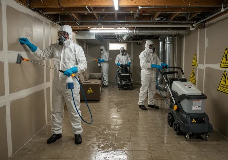 Basement Moisture Removal and Structural Drying process in Sanford, NC